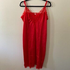 NWOT Red Satin and Lace Trimmed Slip